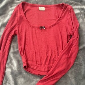 Bow detail scoop neck long sleeve